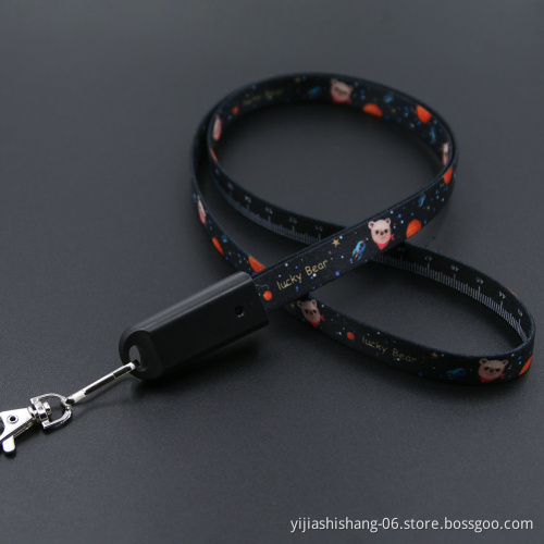 Yijiashishang Black Dual Sided Silk Printing Logo Lanyard USB Charger Cable 3 in 1 Lanyard USB Cable